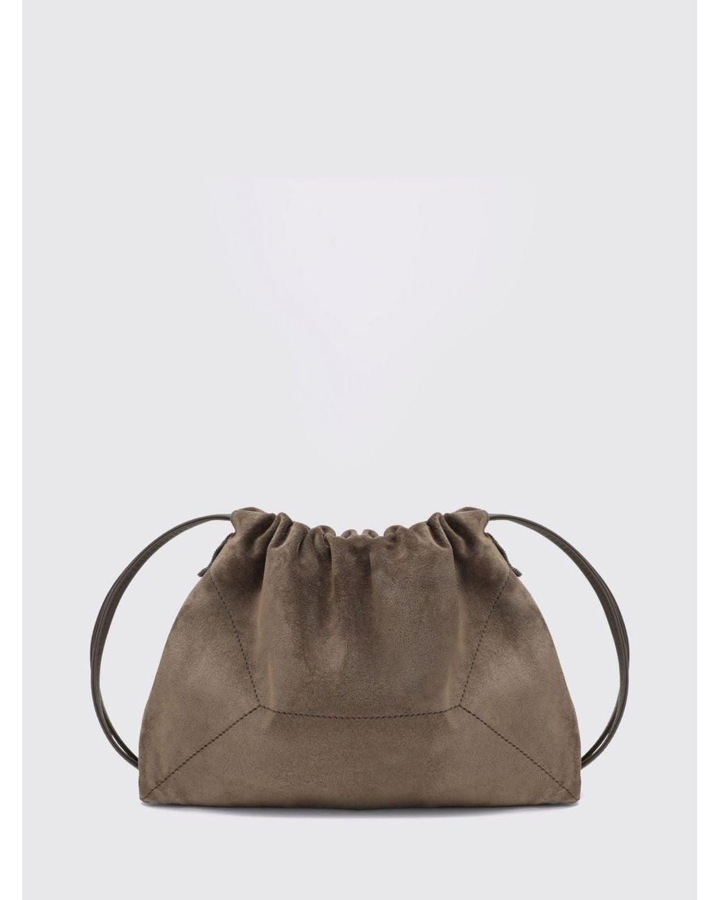 Brunello Cucinelli Brown Bc Duo Suede Bucket Bag With Monili Decoration