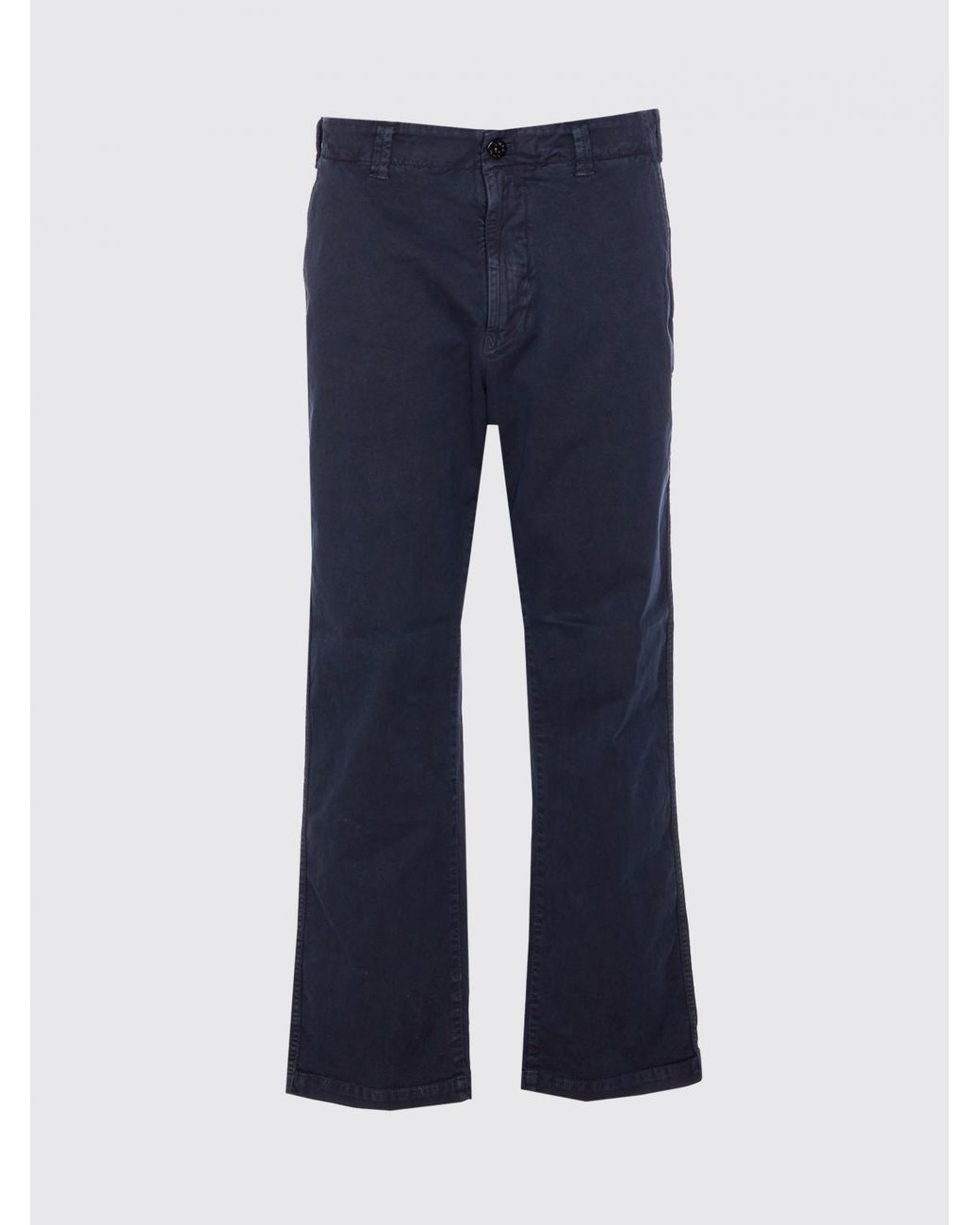 Stone Island Blue Slim Fit Stretch Cotton Pants With Belt Loops And Slant Pockets for men