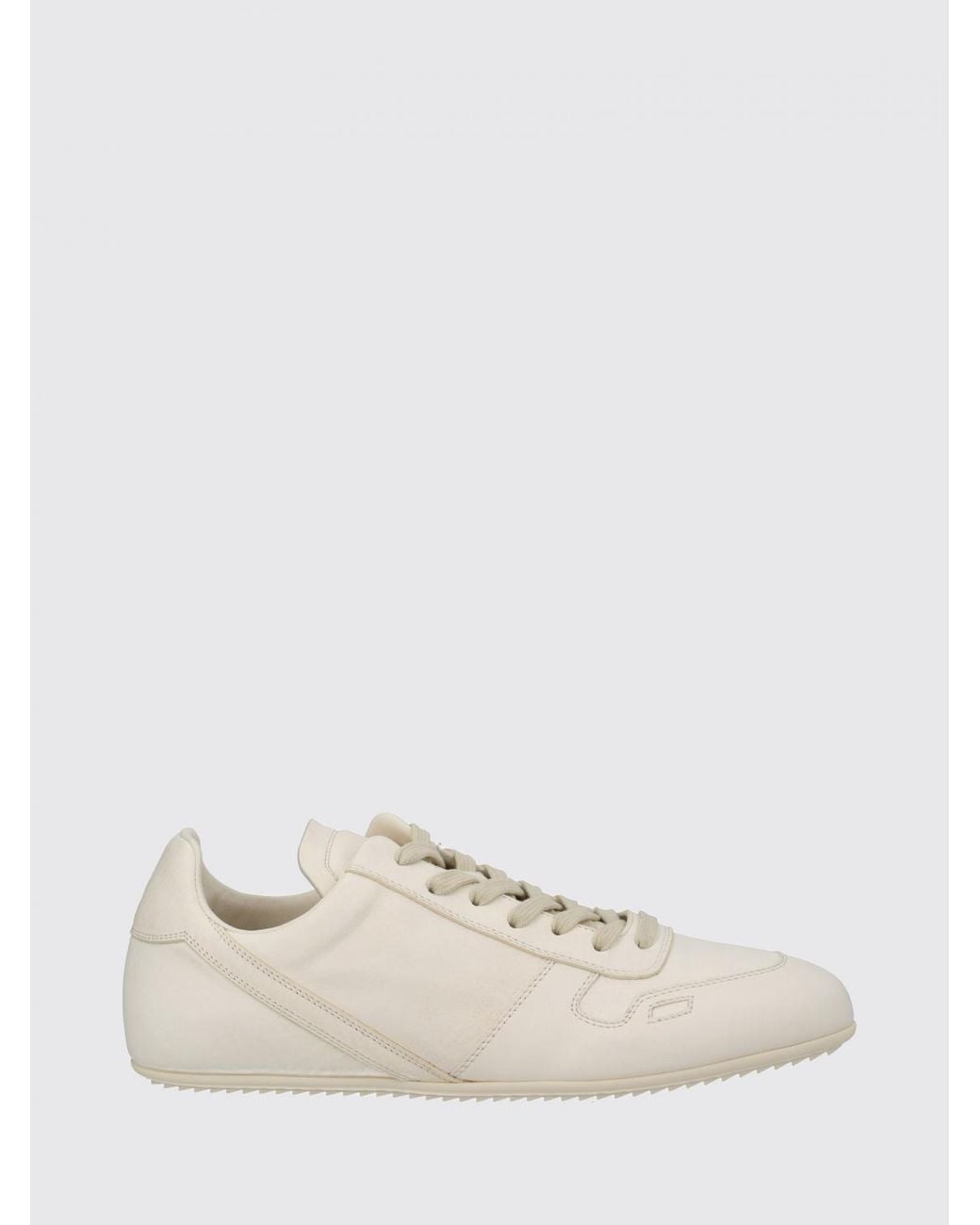 Rick Owens Natural Smooth Leather Low Top Trainers With Rubber Sole for men