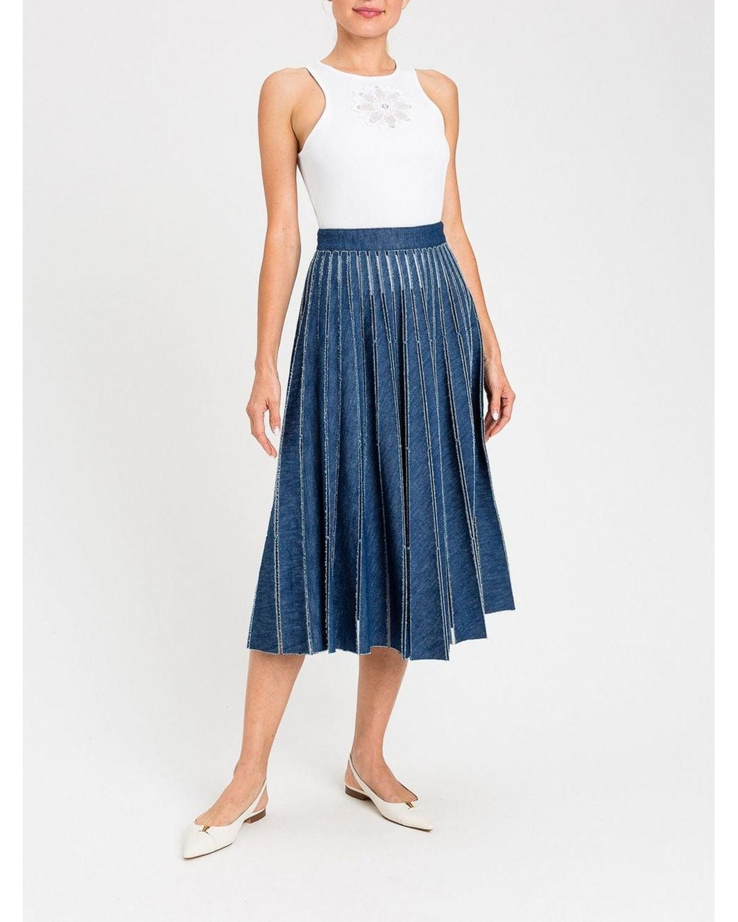 Twinset Blue Pleated Skirt