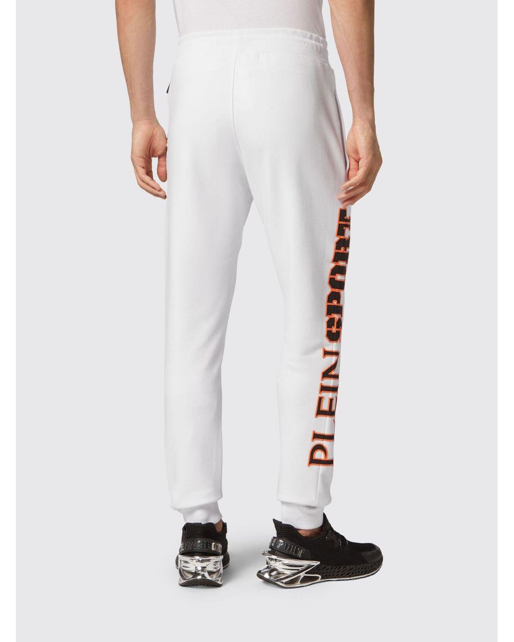 Philipp Plein White Jersey Jogging Trousers With Contrast Logo And Drawstring for men