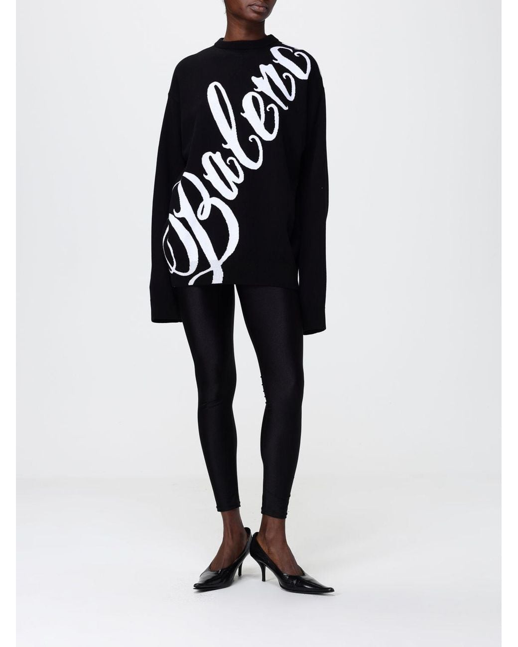 Balenciaga Blue Cotton Blend Sweater With Maxi Logo