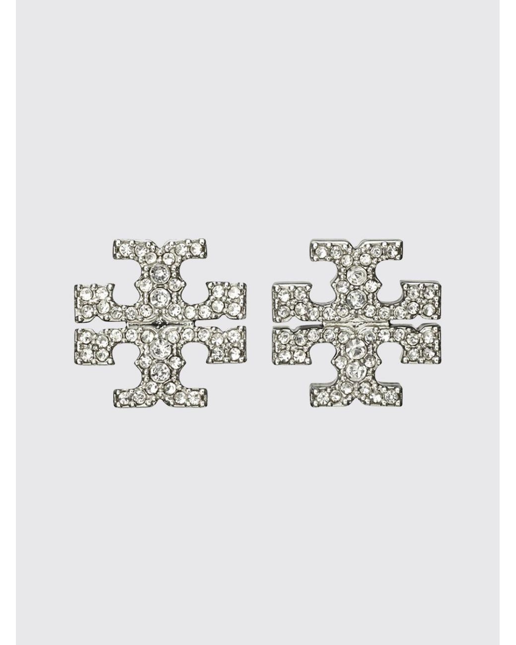 Tory Burch Metallic Icon Pavé Crystal Stud Earrings
