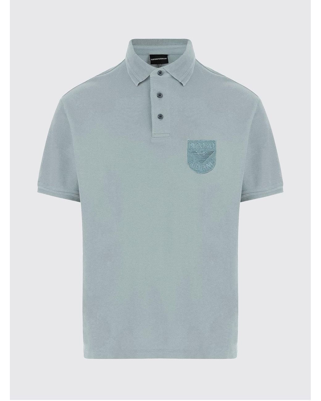 Emporio Armani Blue Slim Fit Cotton Polo With Tone-On-Tone Logo for men