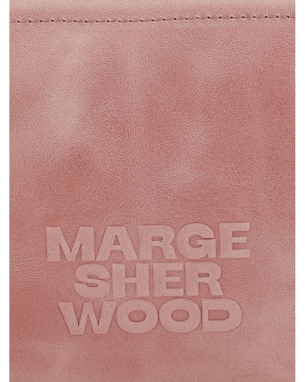 MARGE SHERWOOD Pink Boston Flared Leather Shoulder Bag With Double Handle