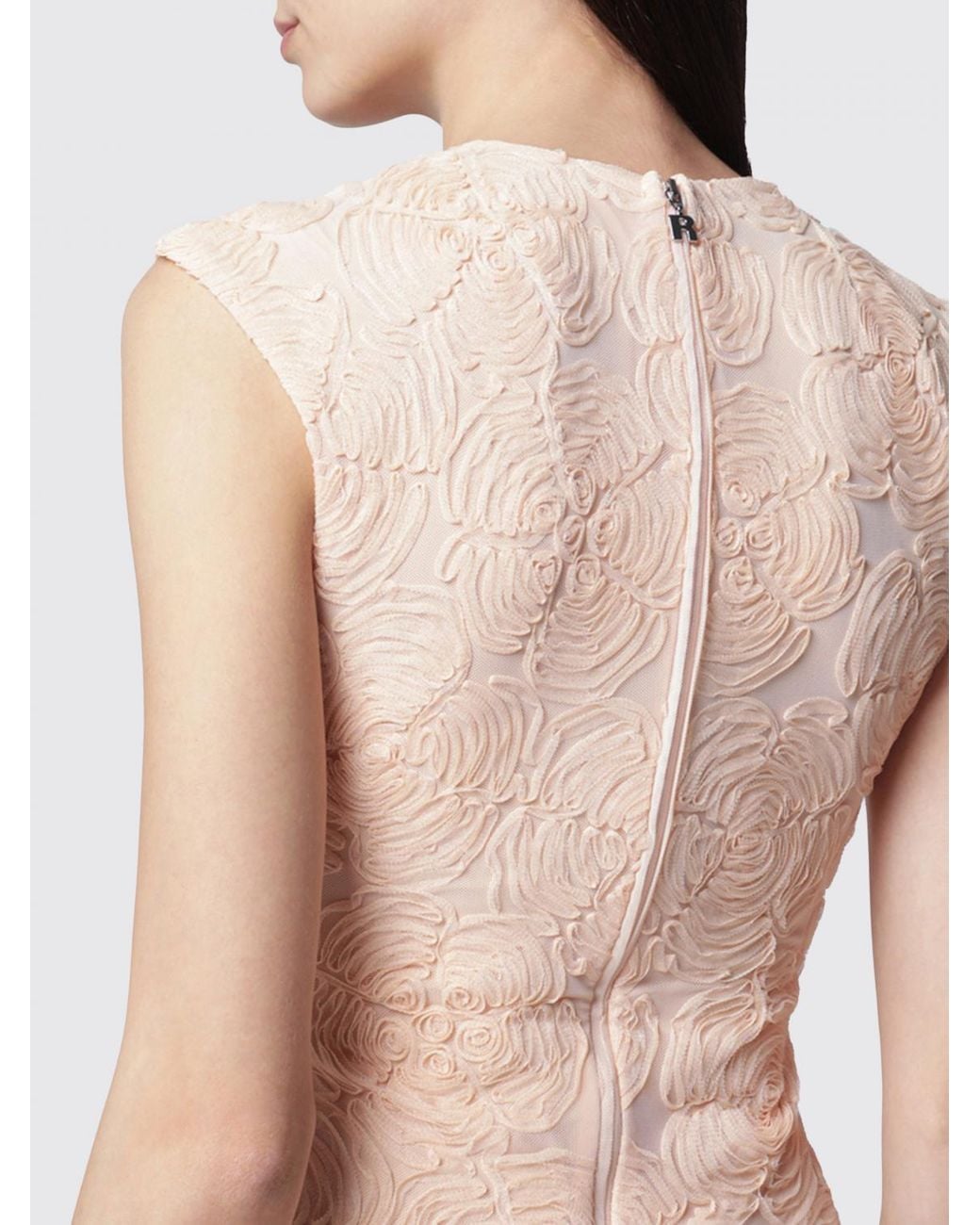 ROTATE BIRGER CHRISTENSEN Natural Floral Motif Mesh Mini Dress