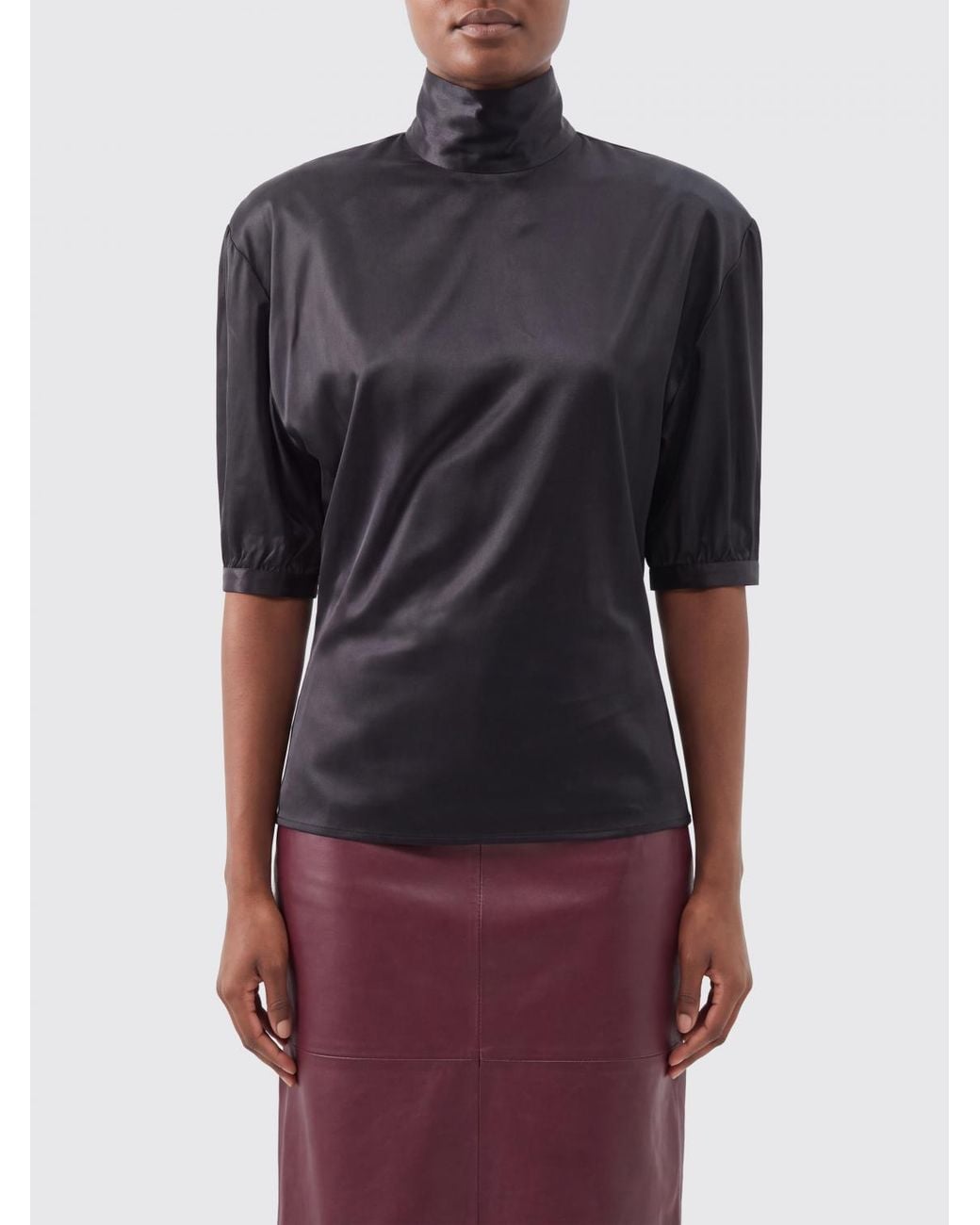 Rabanne Black Short-Sleeved Turtleneck Top