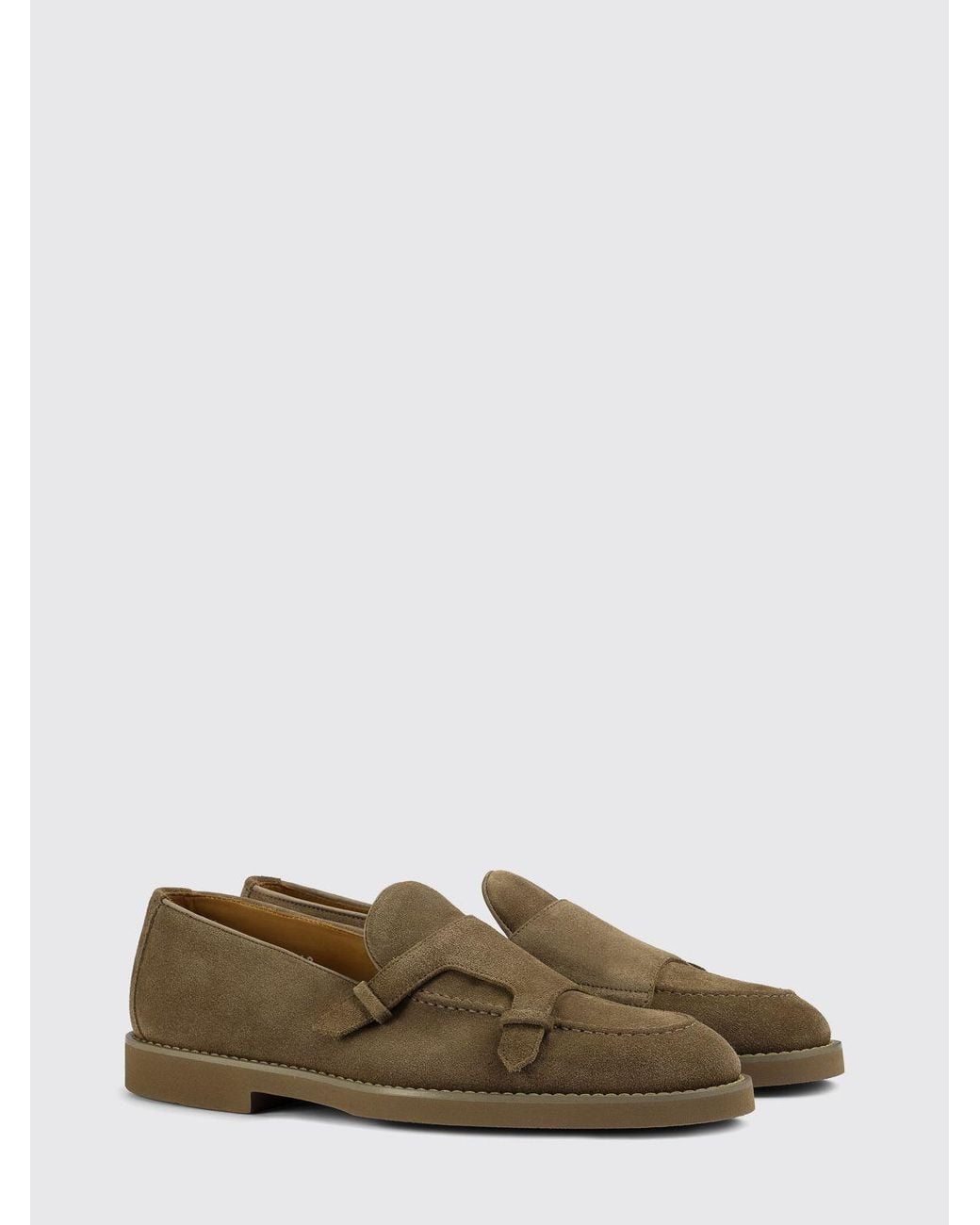 Doucal's Brown Suede Monk Strap Shoes for men