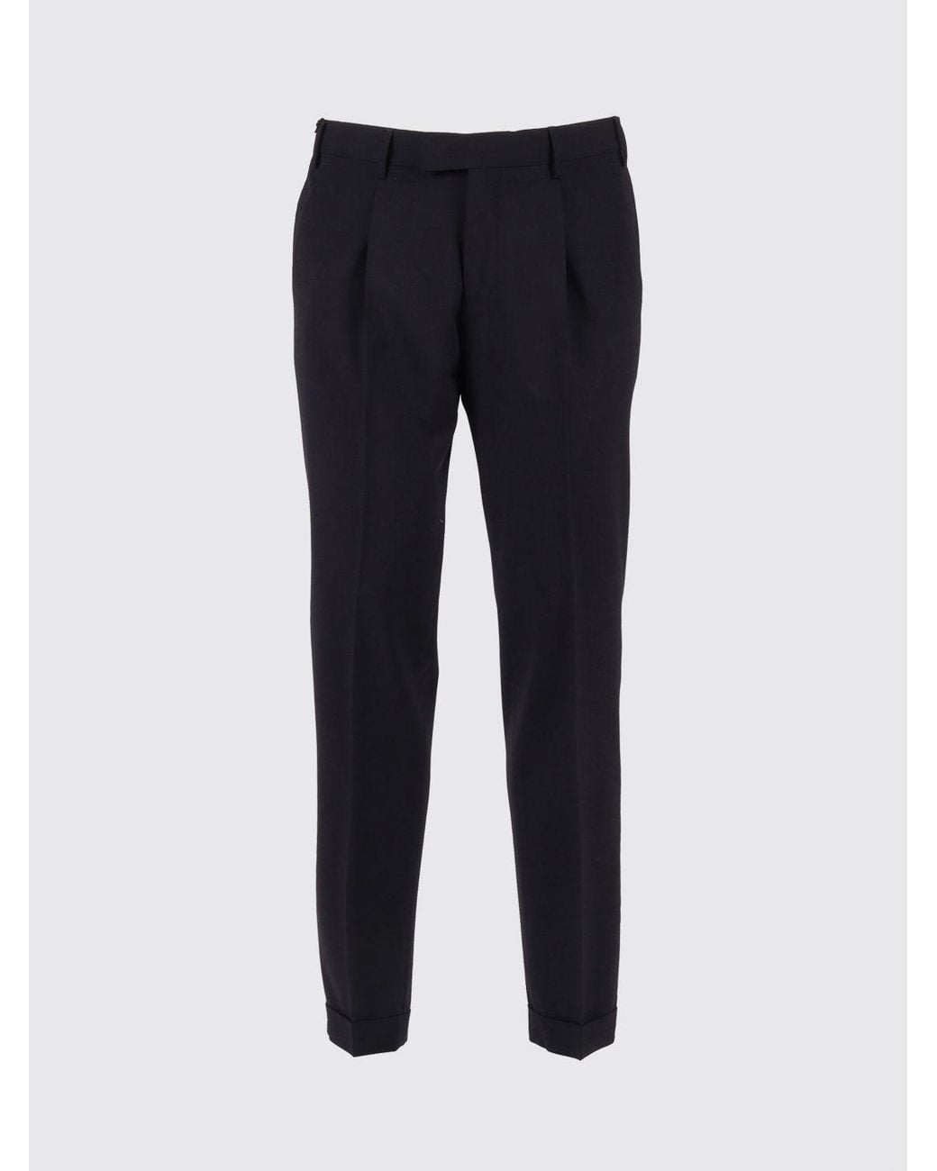 PT01 Black Stretch Virgin Wool Tailored Trousers for men