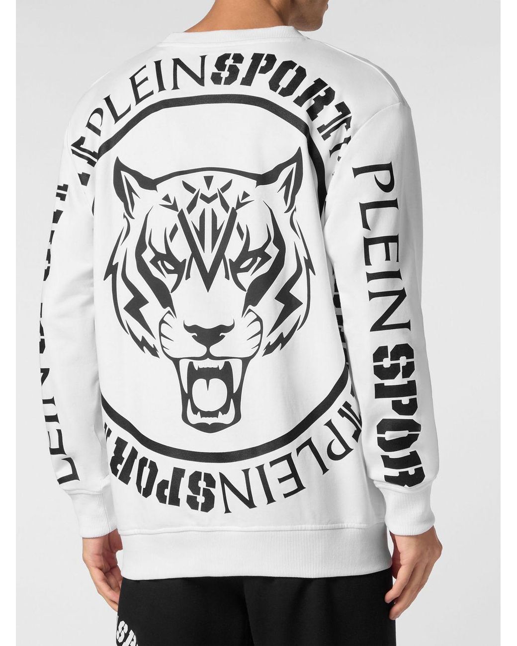 Philipp Plein White Crewneck Cotton Sweatshirt With Contrast Logo And Back Print for men