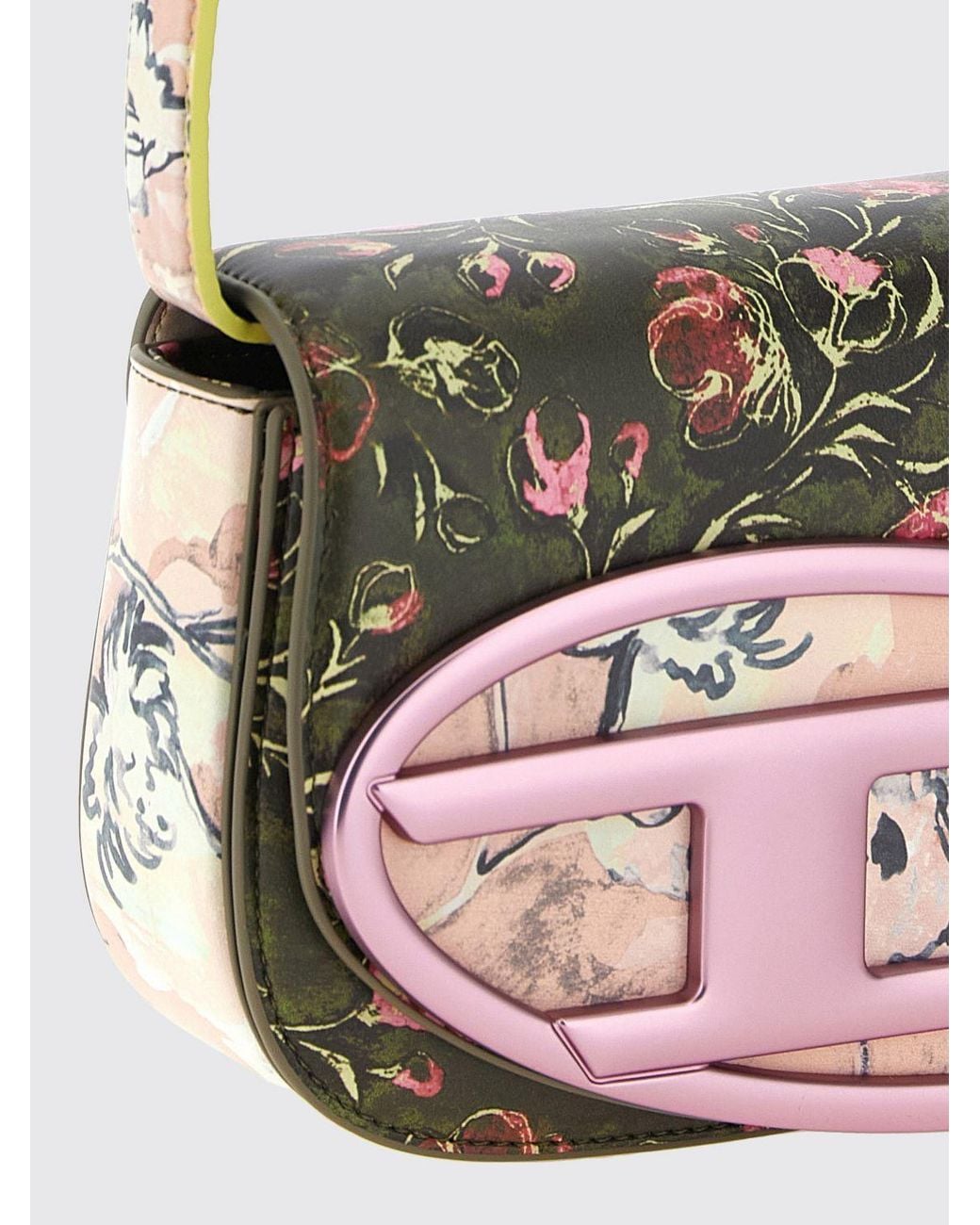 DIESEL Pink 1Dr Floral Print Shoulder Bag With Oval D Logo