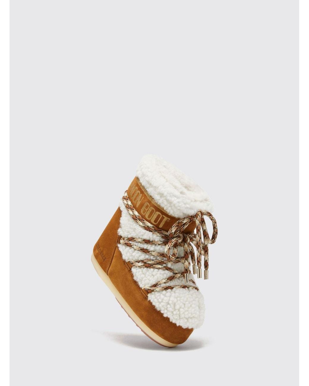 Moon Boot Brown Icon Low Shearling And Suede Snow Boots