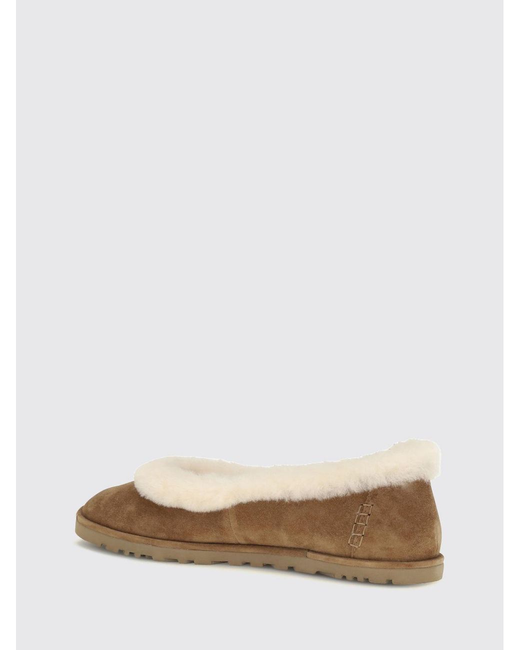 Ugg Natural Zora Suede Ballerina Flats With Shearling Lining