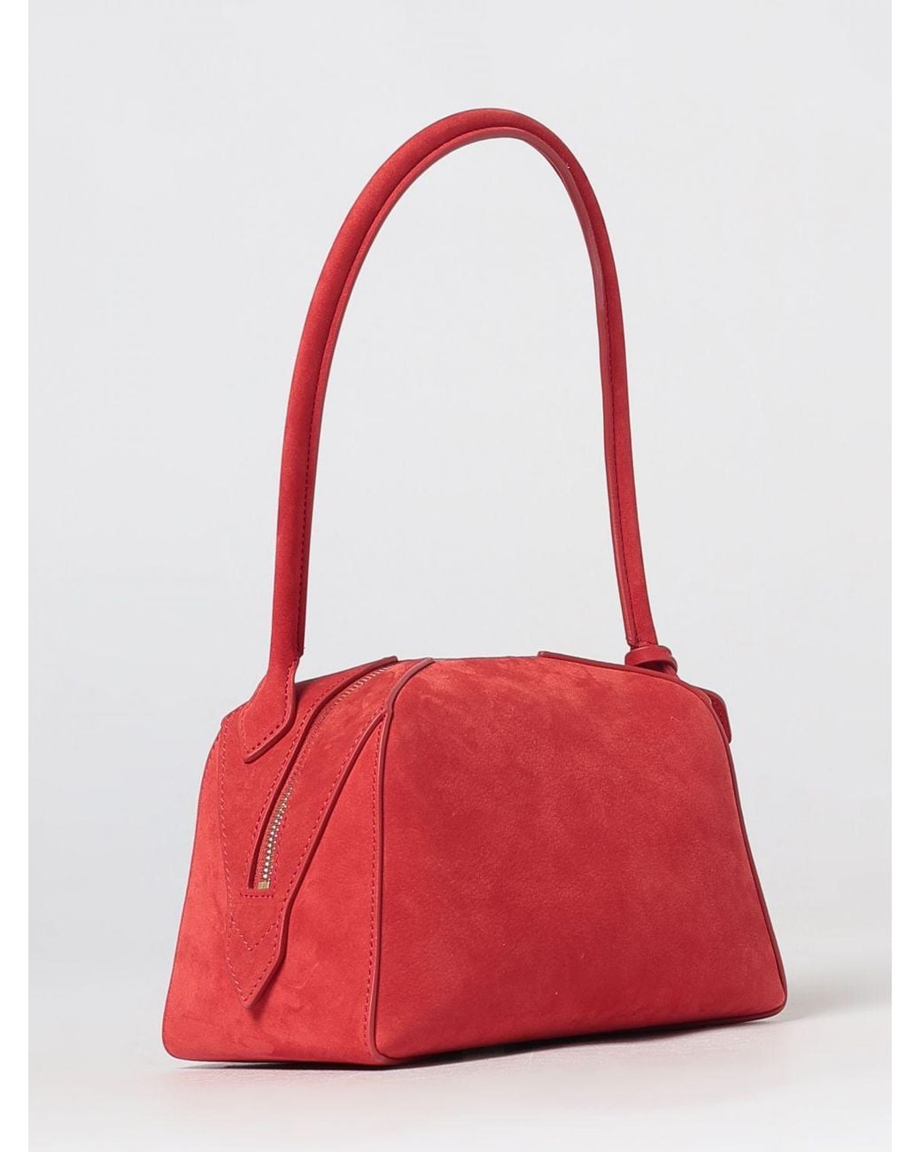 Alaïa Red Small Le Bouledogue Calfskin Leather And Nubuck Bowling Bag