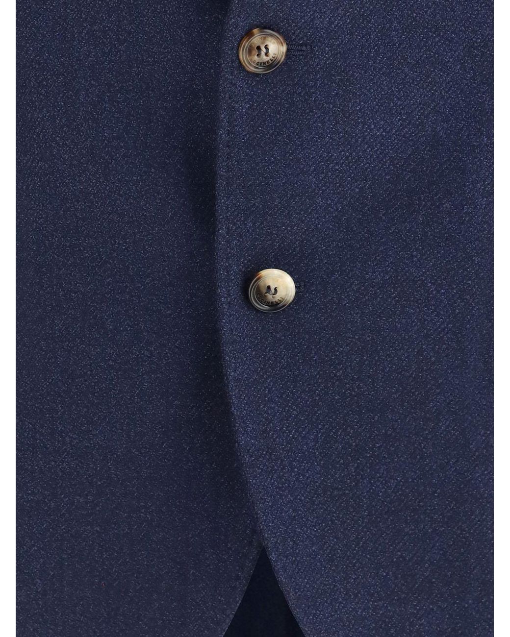 Brunello Cucinelli Blue Single-Breasted Pure Wool Blazer With Lapels And Flap Pockets for men