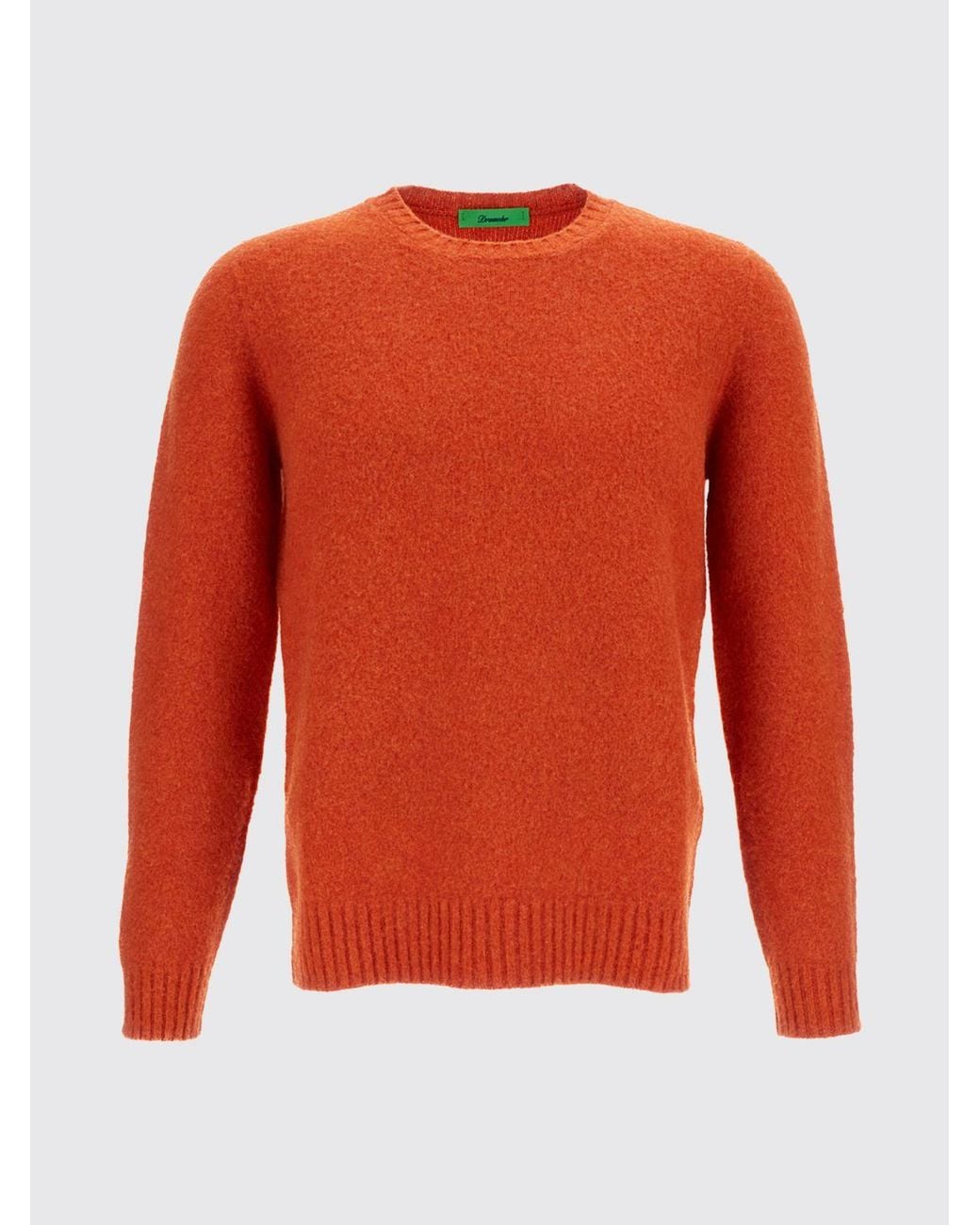 Drumohr Orange Crew-Neck Lambswool Jumper With Ribbed Trim for men