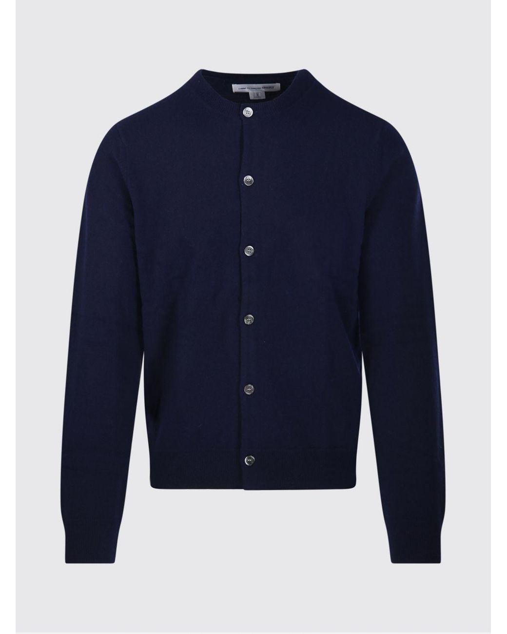 Comme des Garçons Blue Pure Lambswool Crewneck Cardigan for men