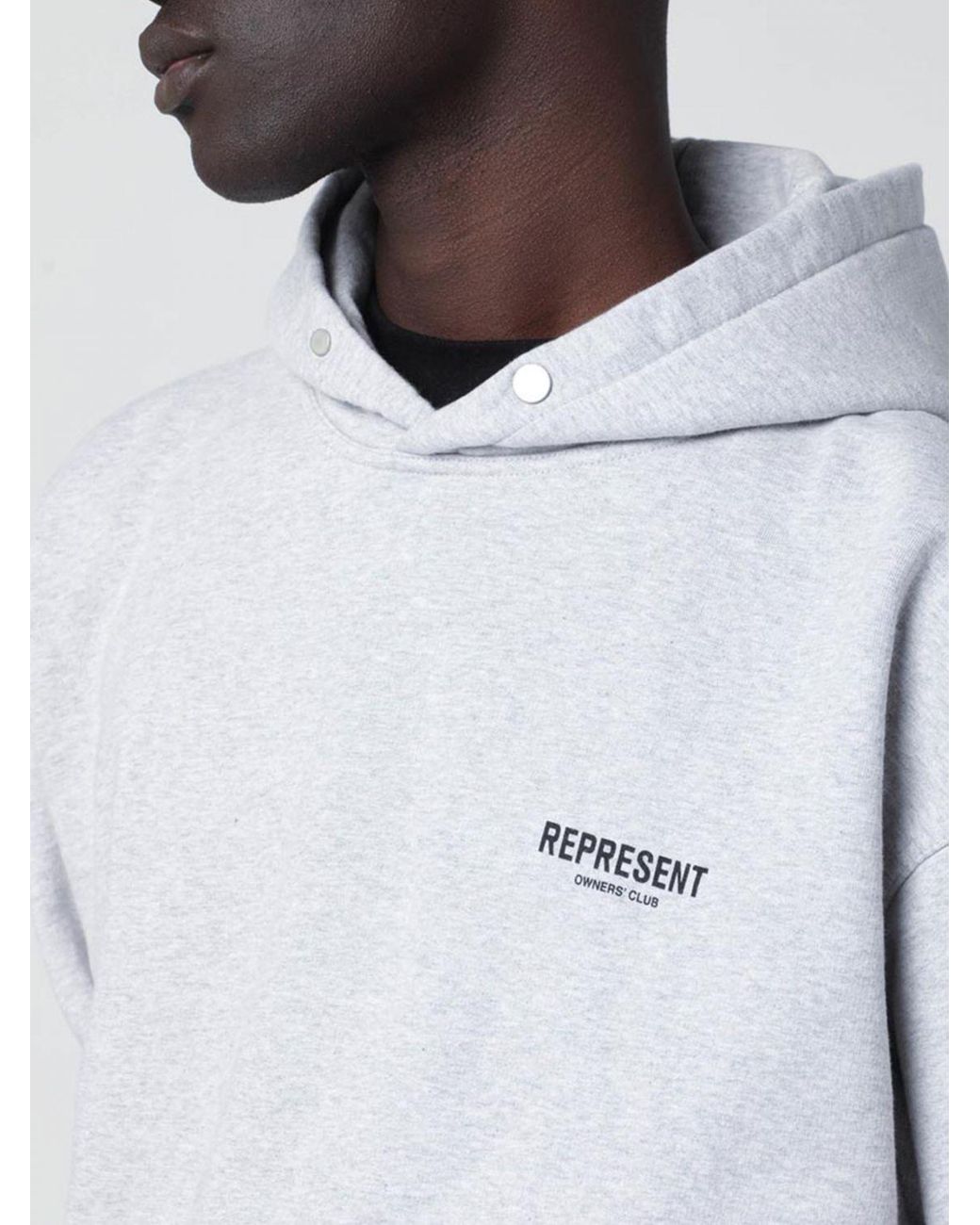 Represent Gray Cotton Hoodie for men