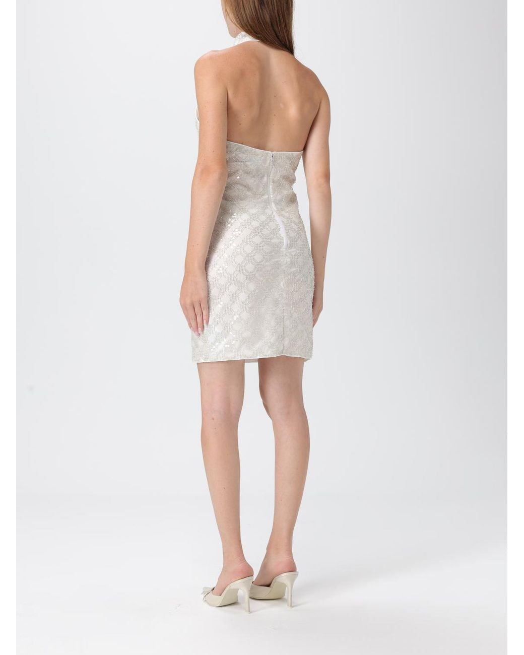 Vestido Corto Con Escote Halter ROTATE BIRGER CHRISTENSEN de color White