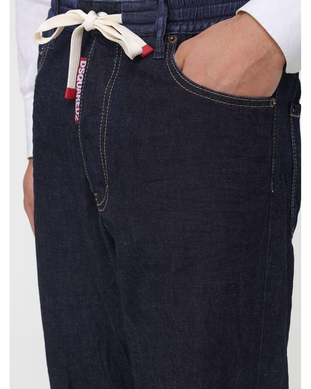 DSquared² Blue Straight Jeans With Drawstring for men