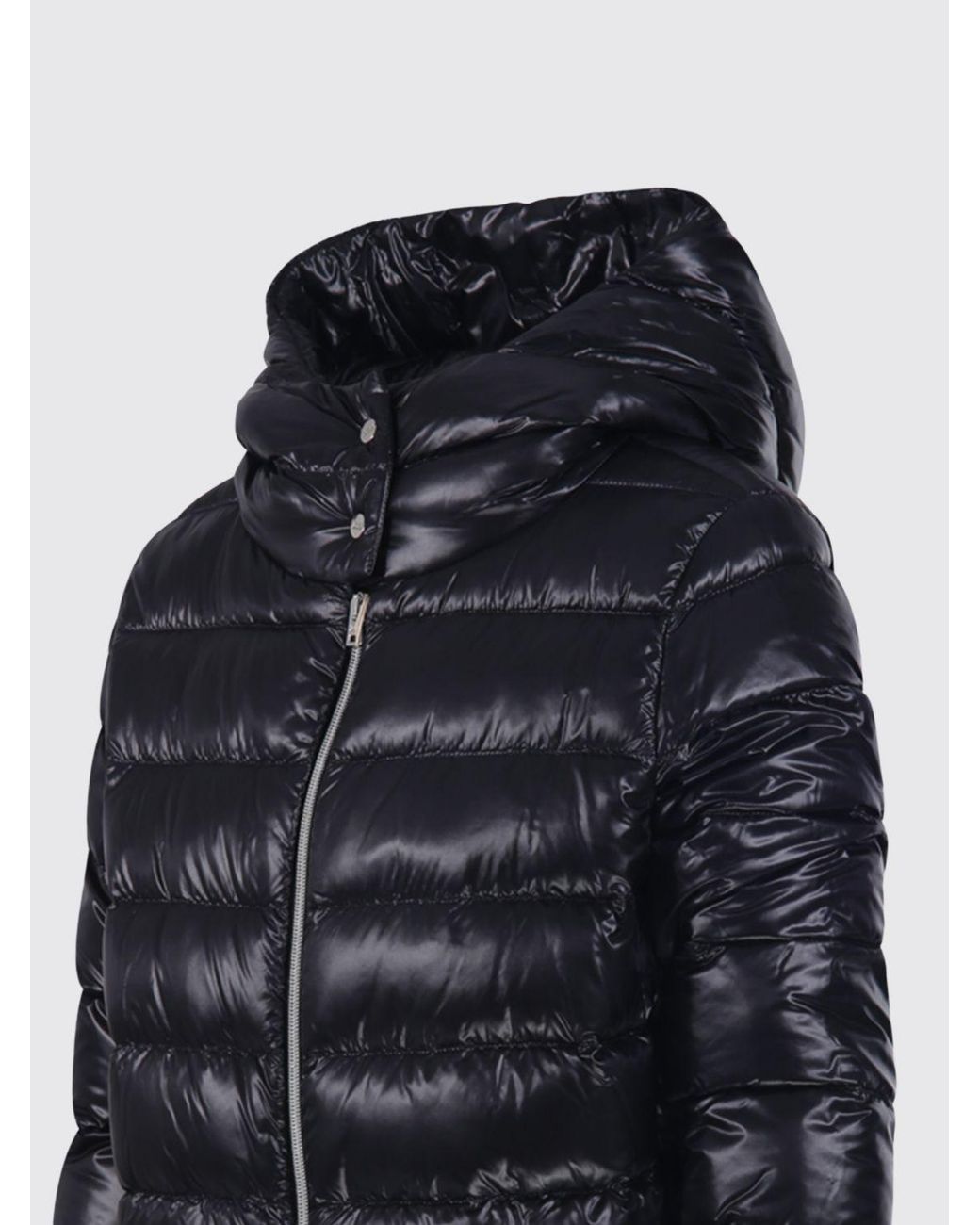 Herno Black Short Water-Repellent Quilted Nylon Down Jacket With Hood