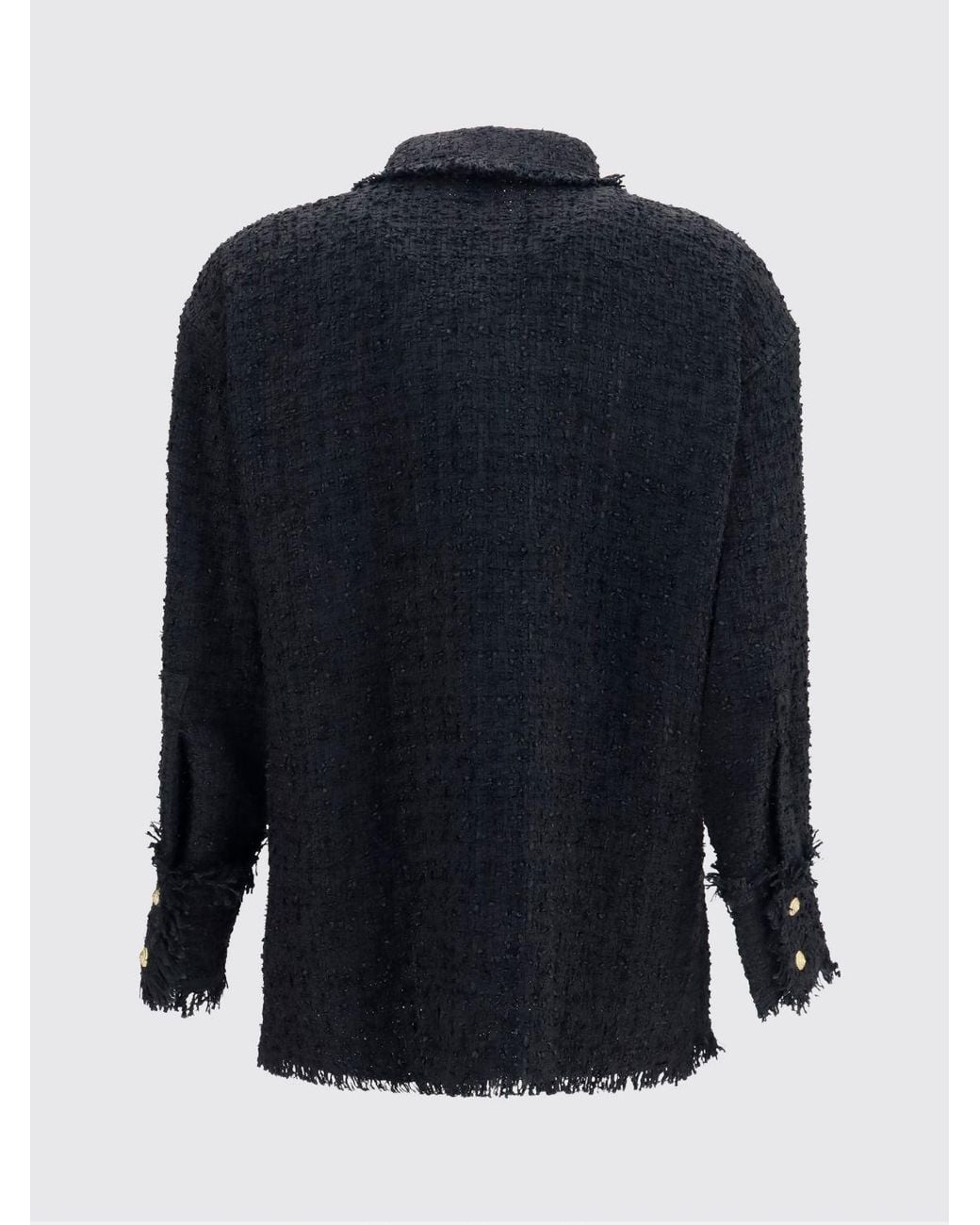 Balmain Blue Slim Fit Cotton Tweed Shirt Jacket With Frayed Hem