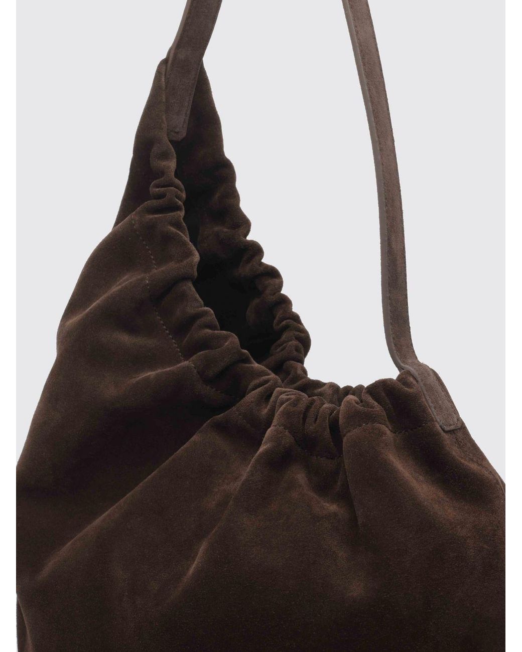 Aesther Ekme Brown Asymmetrical Ruched Calfskin Shoulder Bag
