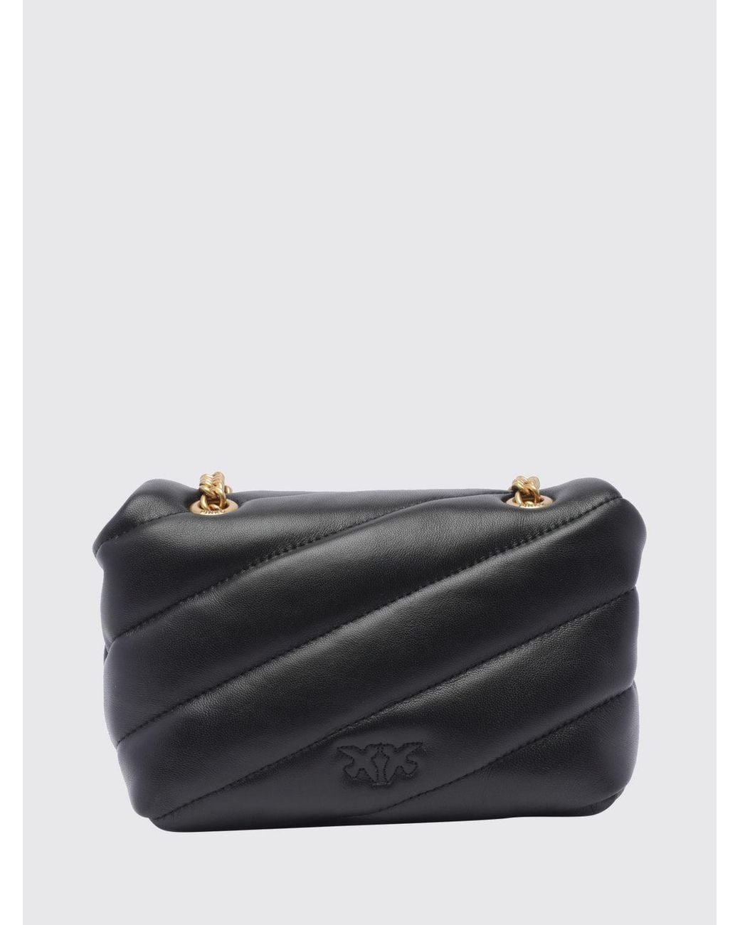 Pinko Gray Baby Love Bag Puff Mini Quilted Nappa Bag With Love Birds Logo