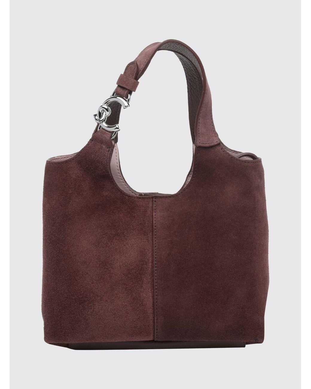 Coccinelle Purple C-Easy Leather And Suede Mini Bag With Removable Inner Pouch