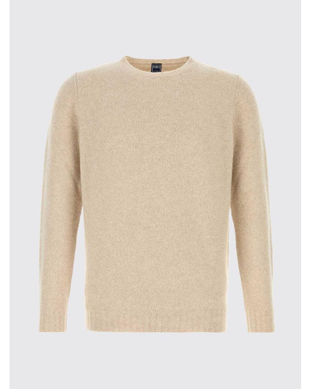 Fedeli Blue Crew-Neck Wool Blend Jumper With Long Sleeves And Ribbed Trims for men