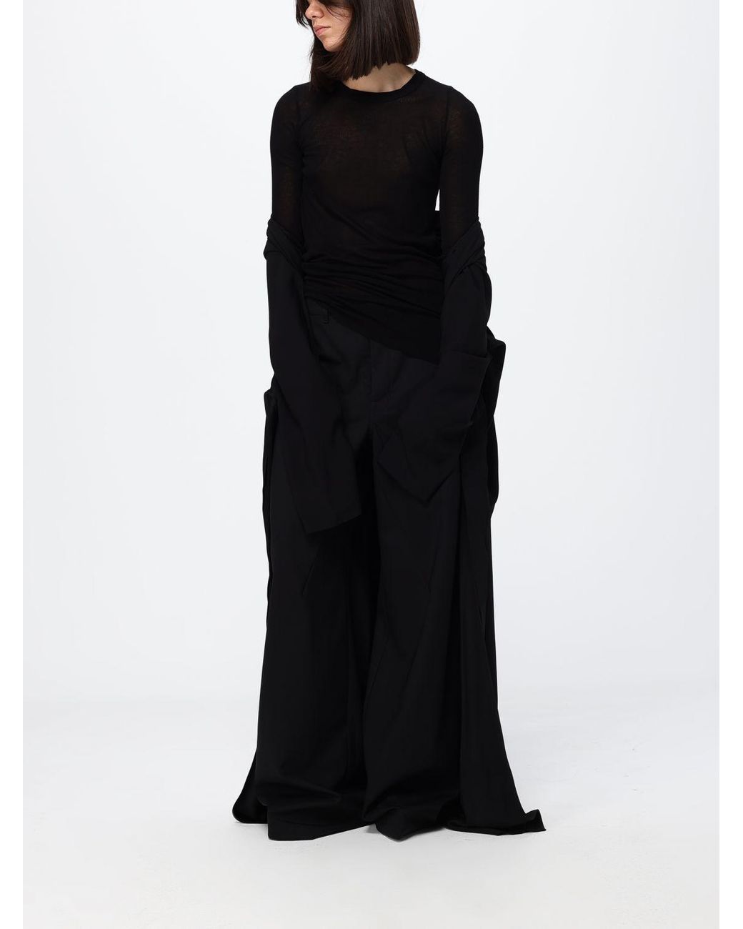 Rick Owens Black Slim Fit Long-Sleeved Top