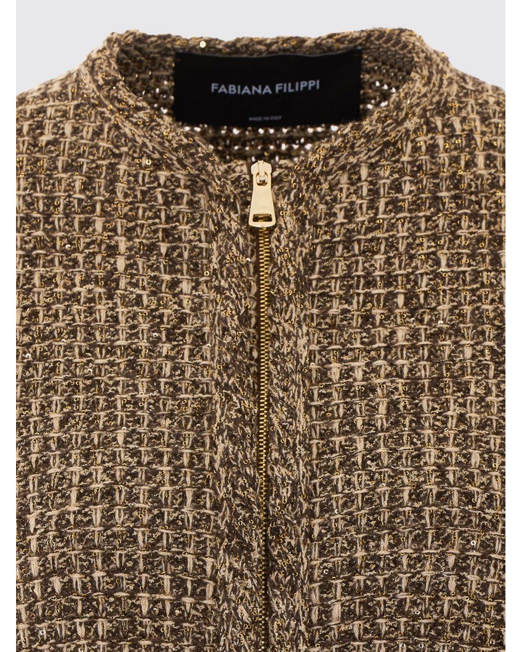 Fabiana Filippi Brown Slim Fit Wool And Cashmere Blend Cardigan With Zip