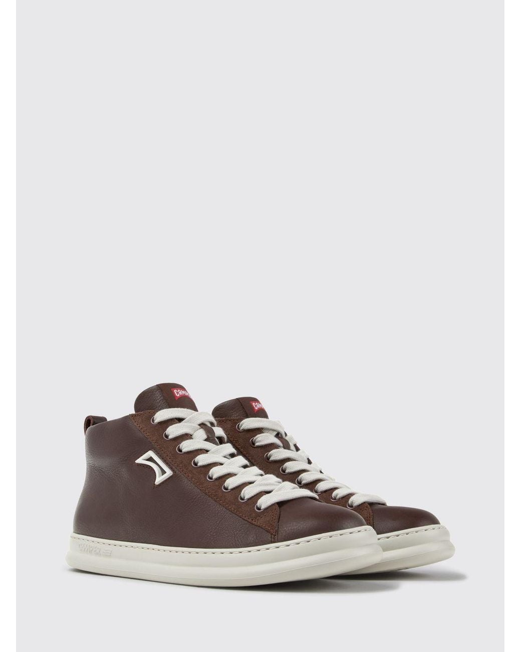 Camper Brown Runner High-Top Smooth Leather Sneakers With Xl Extralight Sole for men