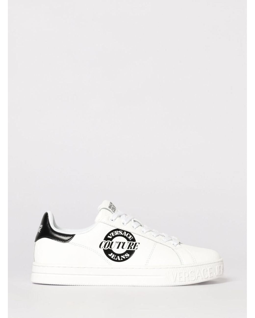 Versace Jeans Couture White Leather Sneakers With Logo for men