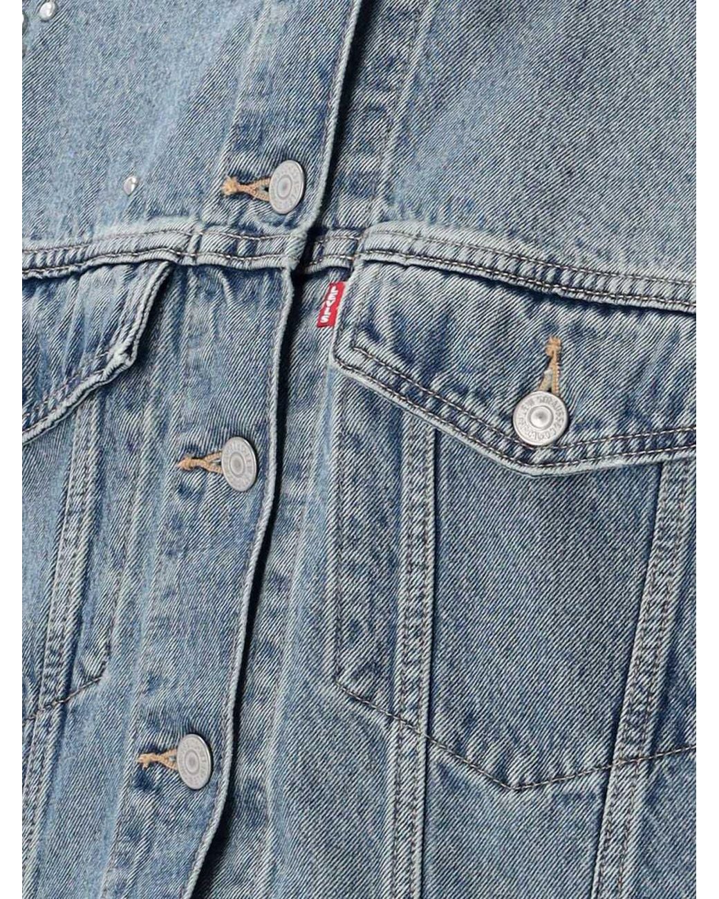 Chaqueta Vaquera Corta Con Adornos De Cristal Y Mangas Abullonadas Levi's de color Blue