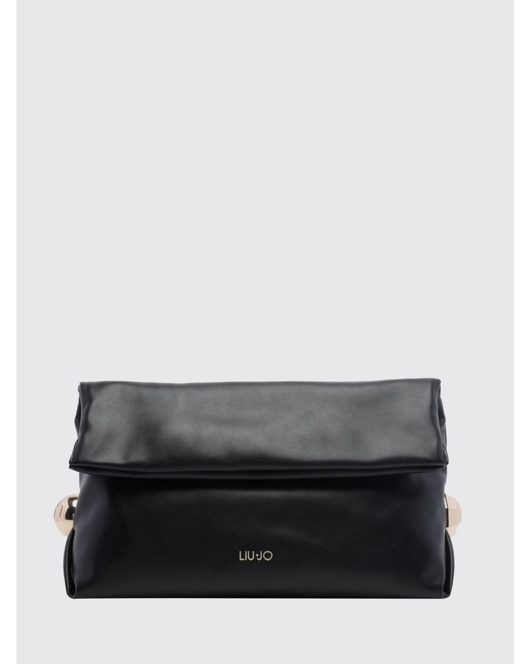 Liu Jo Gray Faux Leather Clutch With Contrast Logo And Removable Strap
