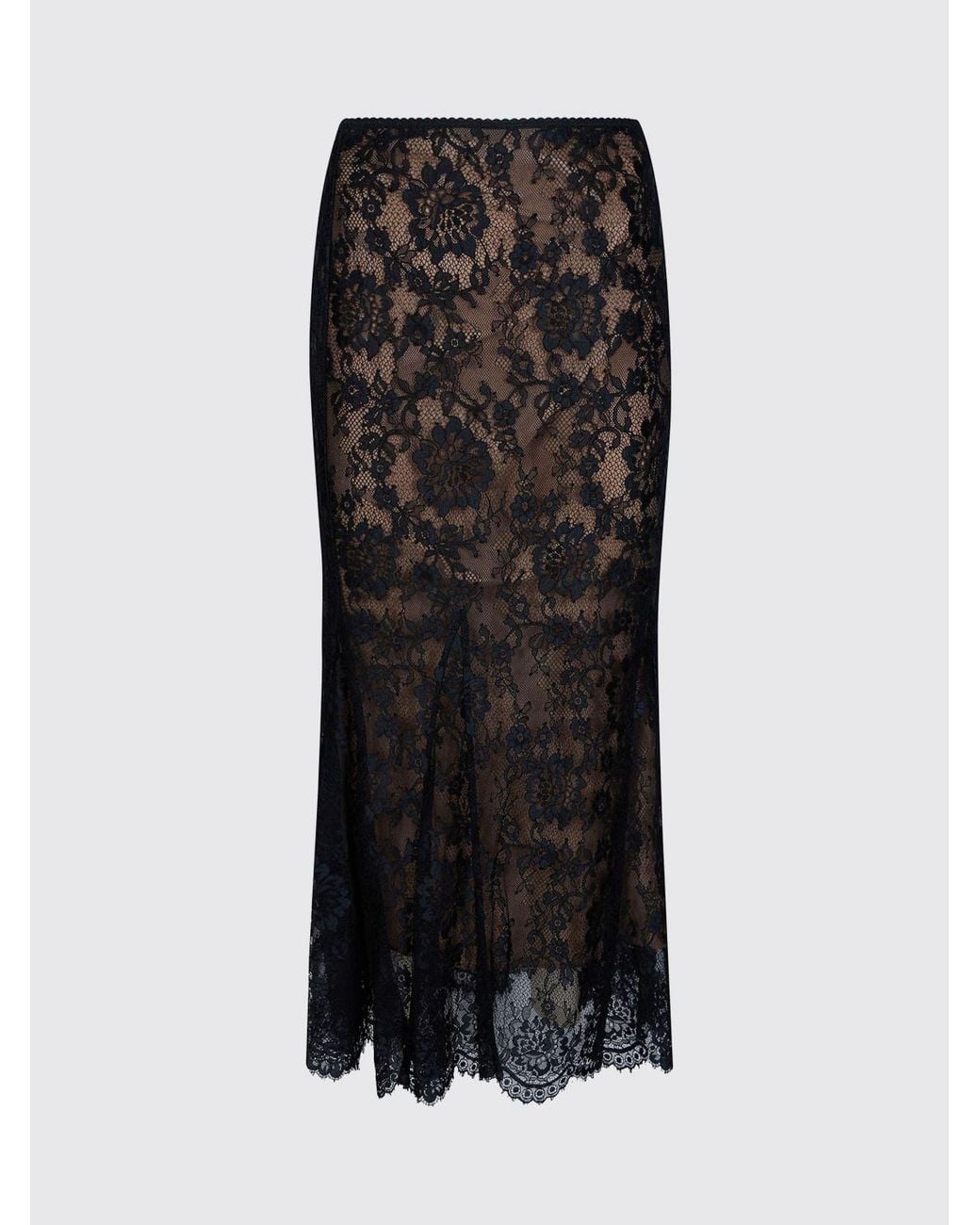 Self-Portrait Brown High-Waisted Slim Fit Lace Midi Pencil Skirt