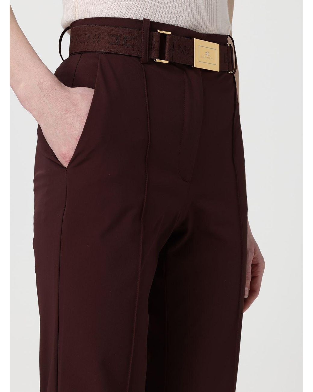 Elisabetta Franchi Red Stretch Jersey Trousers