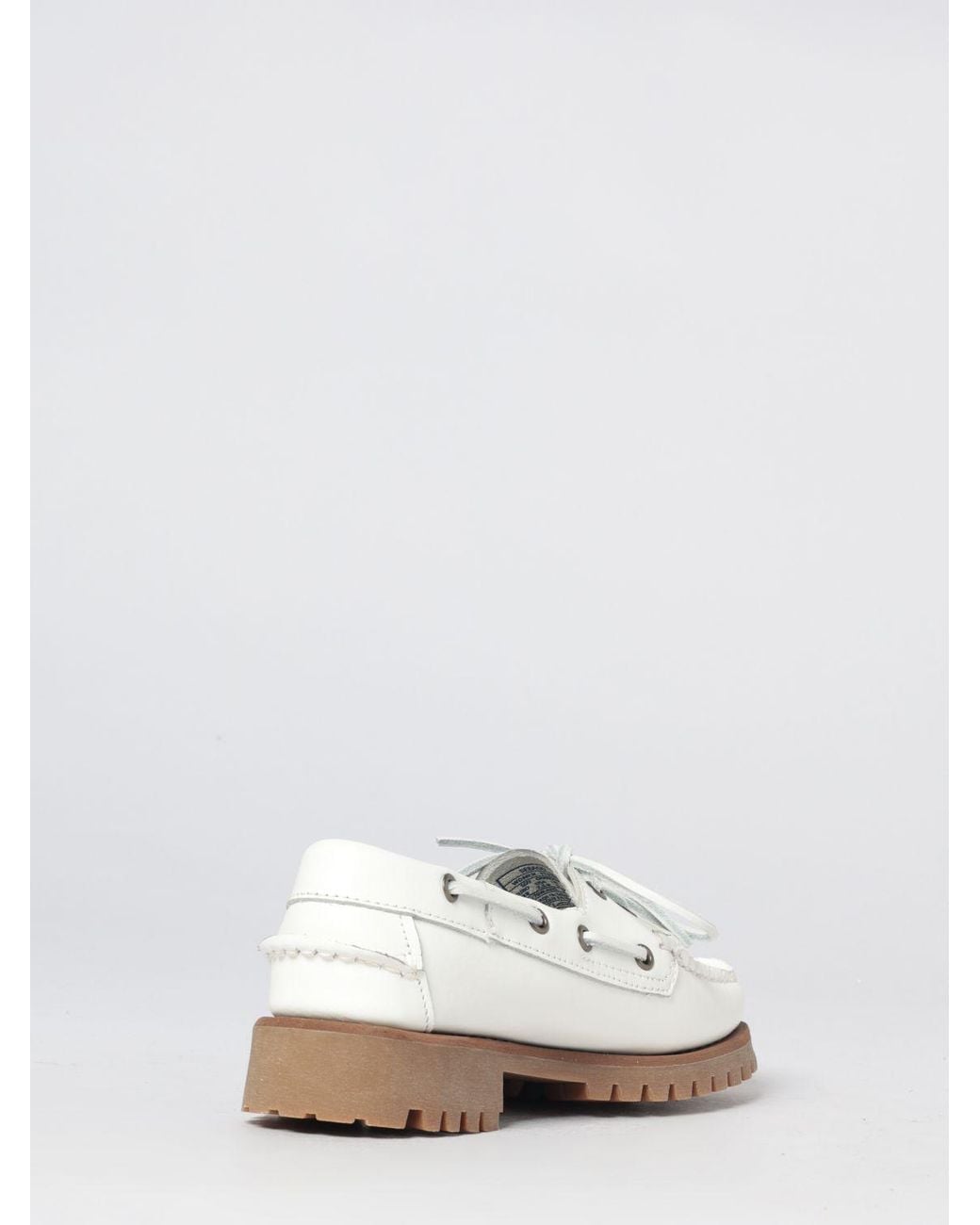 Sebago White Ranger Leather Boat Shoes With A Serrated Sole