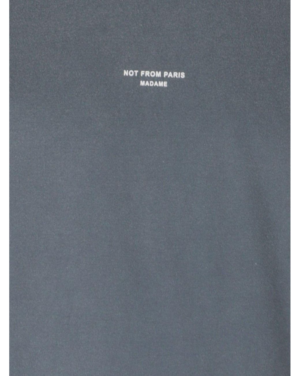 Drole de Monsieur Gray Slogan-Print Cotton T-Shirt With Dropped Shoulders for men