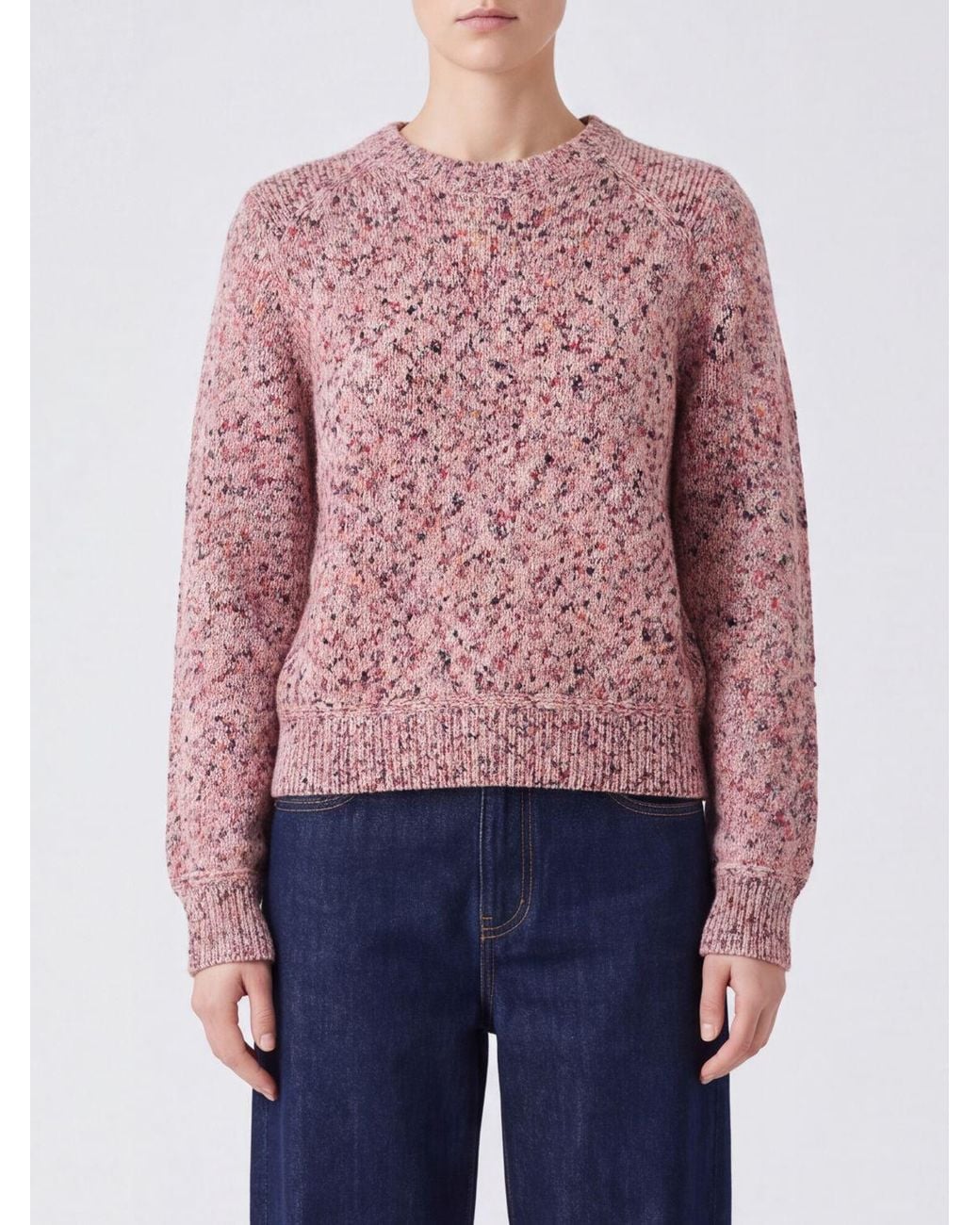 Isabel Marant Red Abstract Print Cotton Crewneck Jumper With Dropped Shoulders