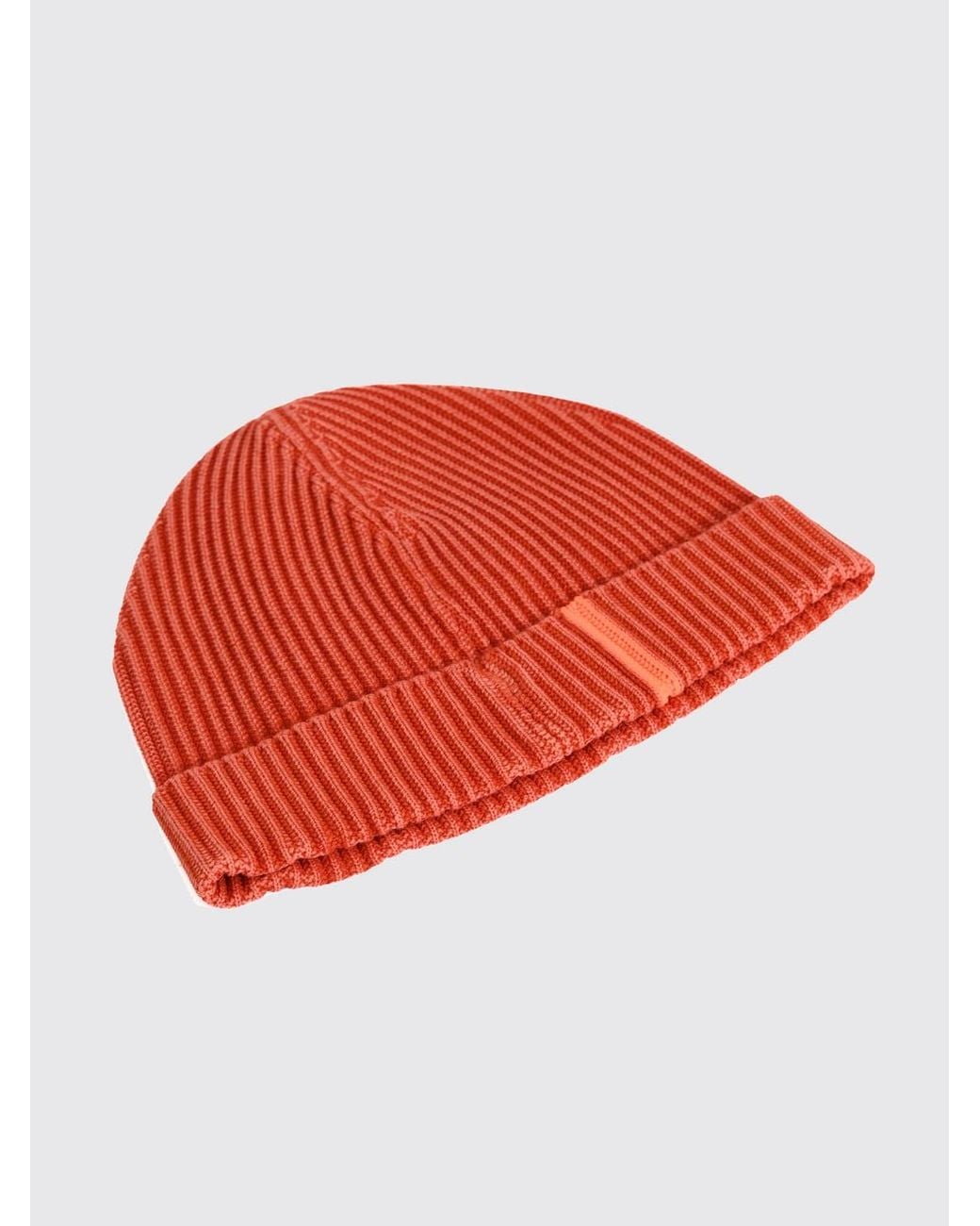 Rrd Red Ribbed Cotton Beanie With Applied Logo for men