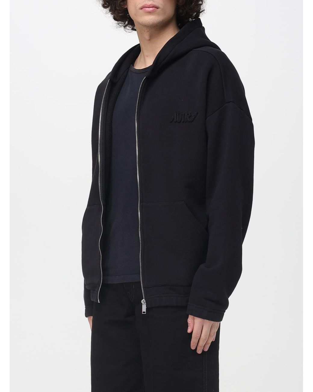 Autry Blue Cotton Hoodie With Zip for men