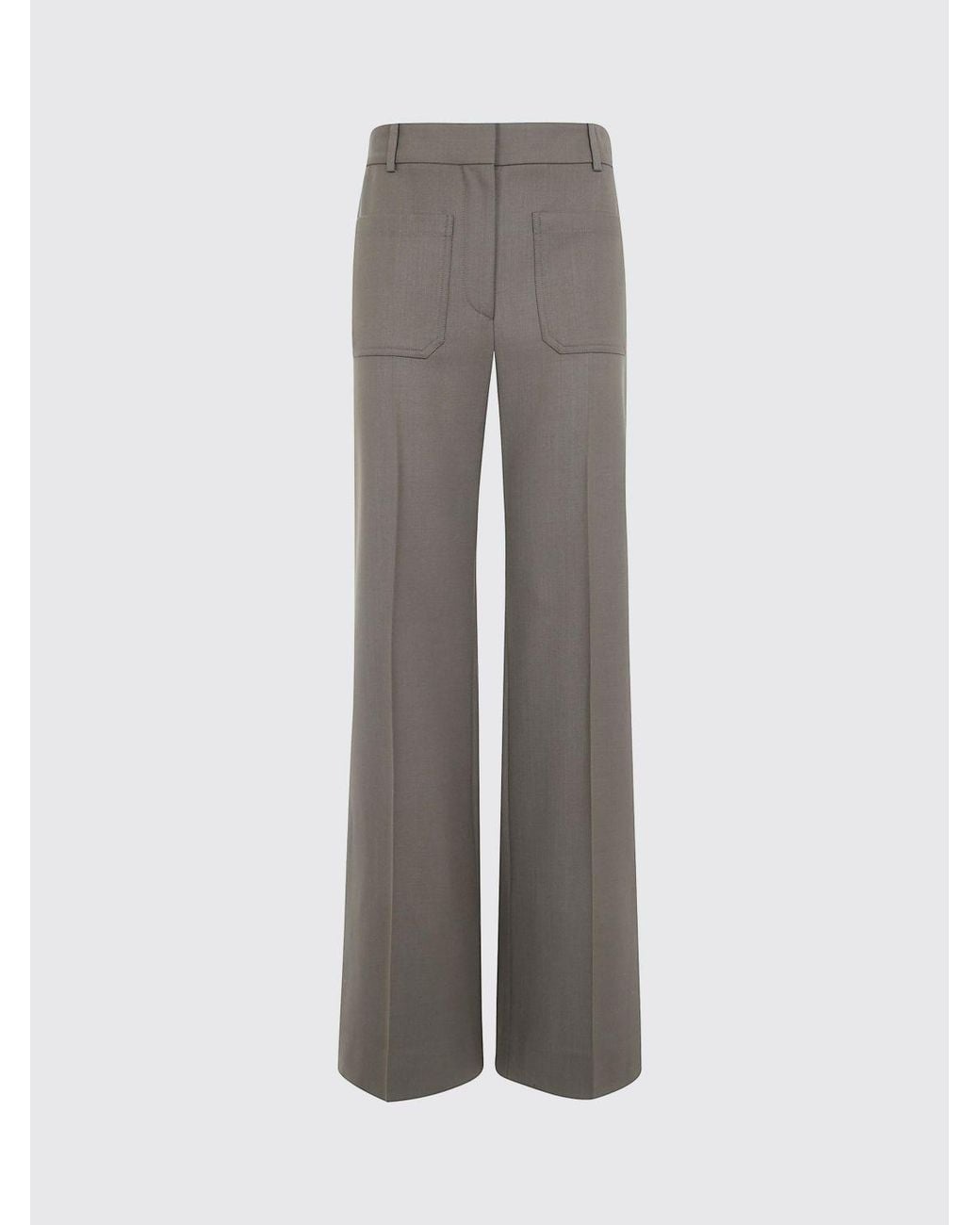 Victoria Beckham Gray Alina Tailored Wide-Leg Trousers