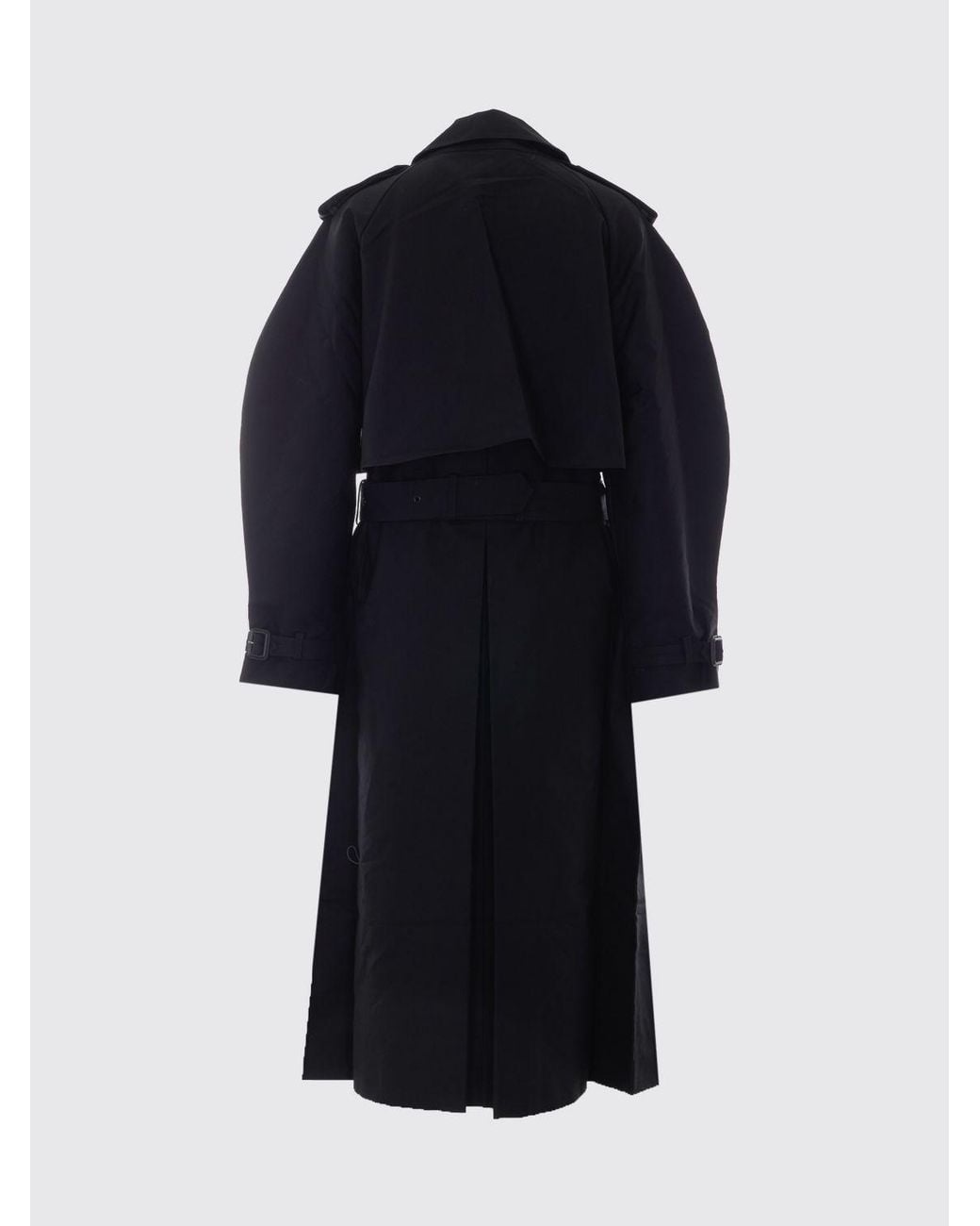 Anine Bing Black Double-Breasted Cotton Trench Coat With Balloon Sleeves And Belt
