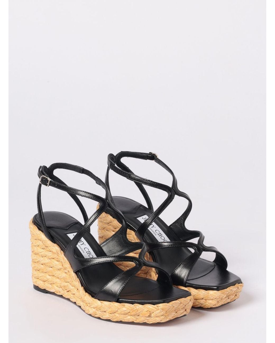 Jimmy Choo Black Ayla Leather Wedge Sandal