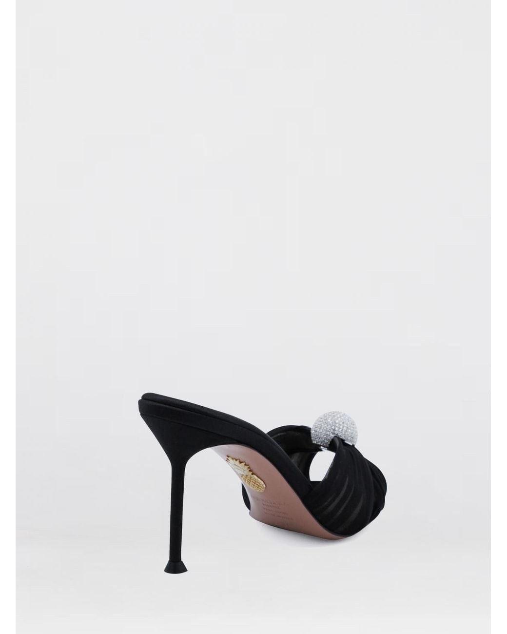 Aquazzura Black Mystery Nylon Mules With Jewel Embellishment