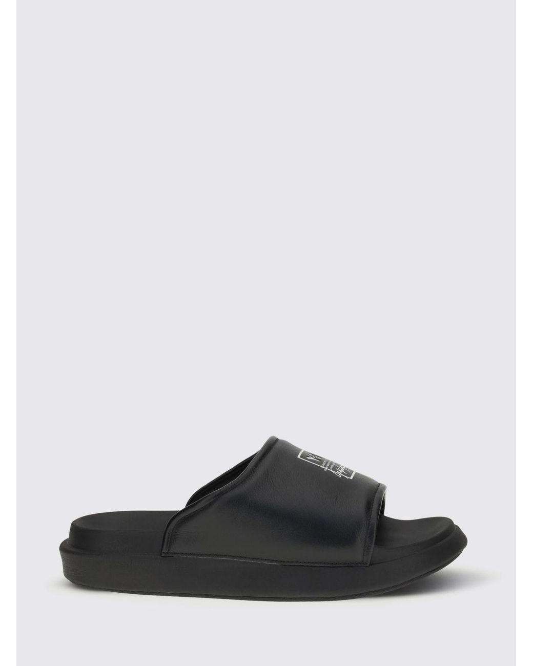 Y-3 Black Leather Sliders for men