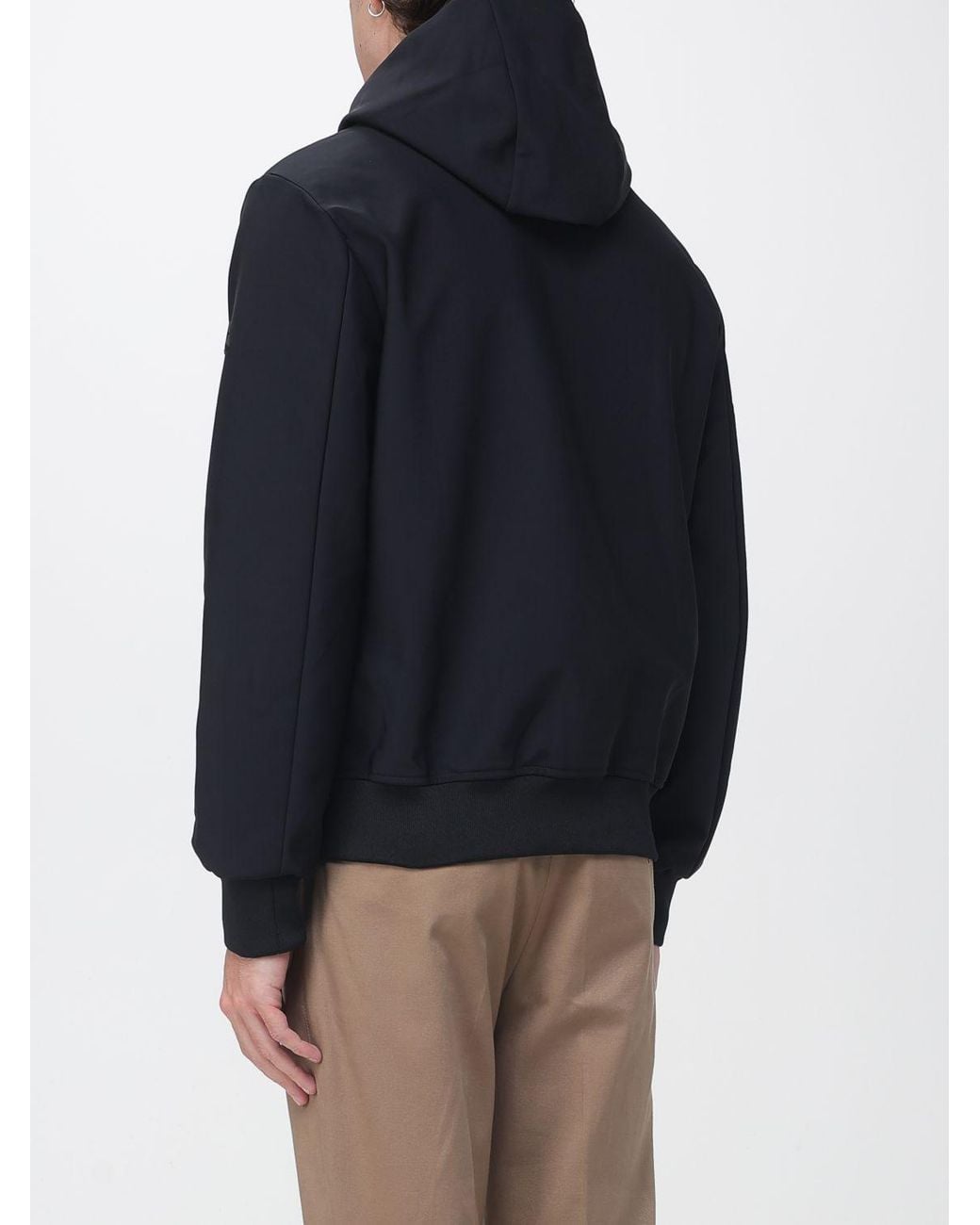 Heskimo Blue Nylon Hooded Windbreaker Jacket With Zip Closure for men