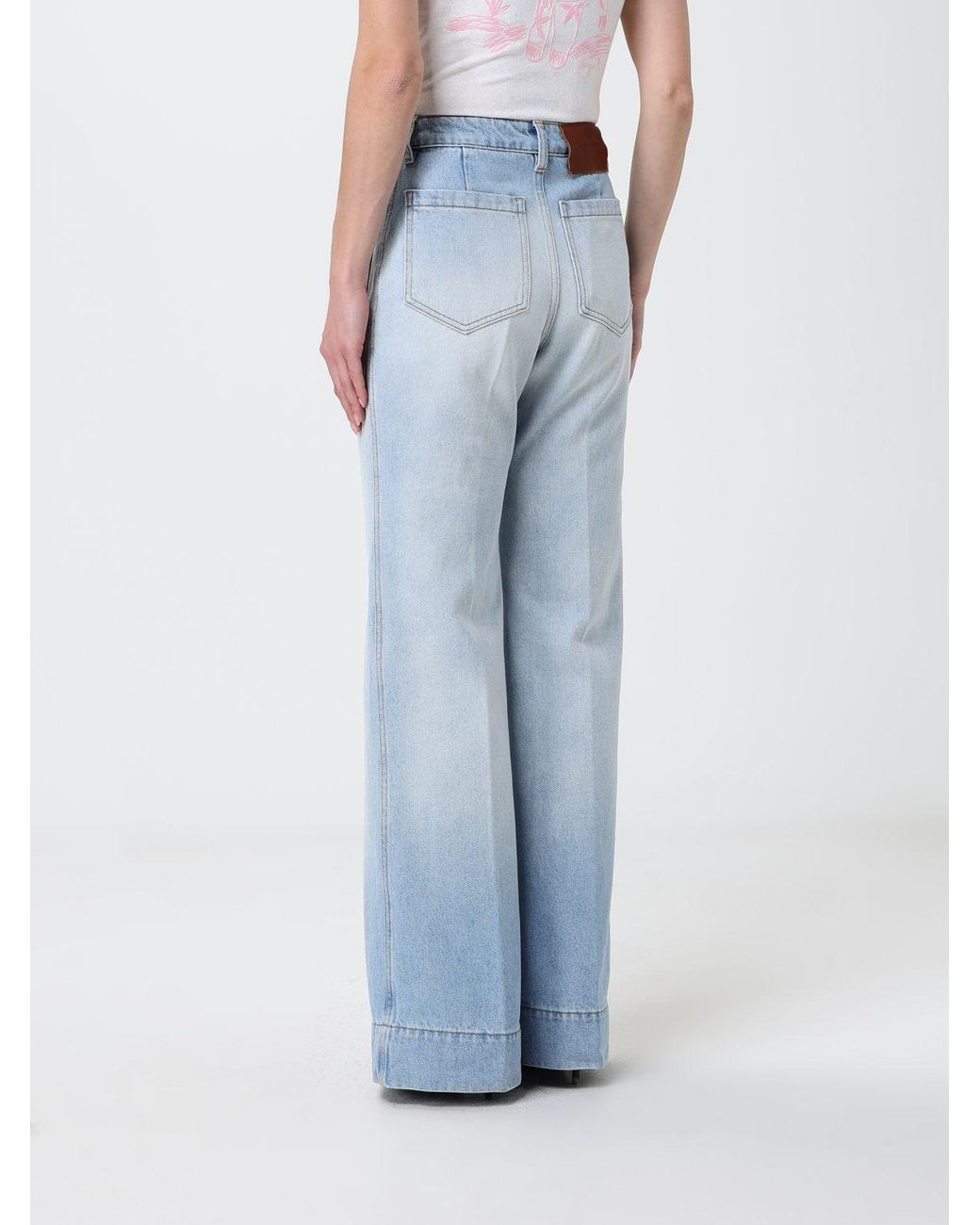 Victoria Beckham Blue Palazzo Denim Jeans